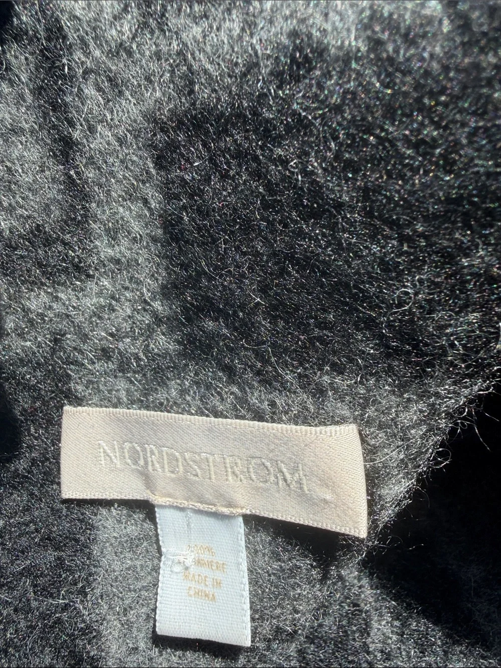 Nordstrom Black & Gray pattern oversized fringe cashmere scarf